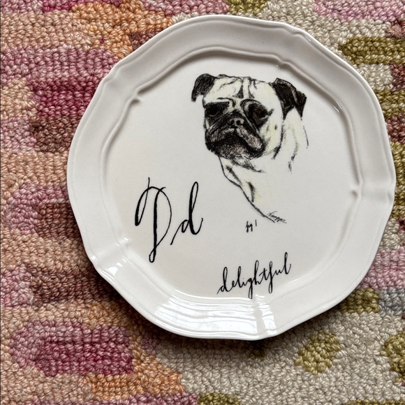 🐕Anthropologie Linea Carta Monogram Canapé Plate D Delightful Dog (pug) - Picture 12 of 12